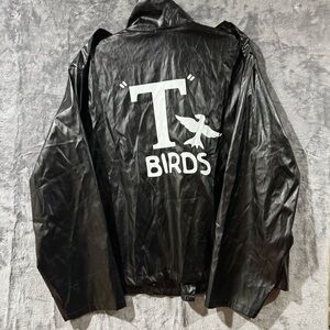 Grease T-Birds Men’s Costume Faux Leather Jacket Black Fits ExtraLarge